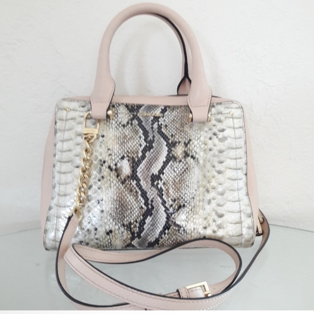 Calvin Klein Pink Snakeskin Hand Bag